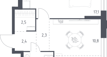 1-к. квартира, 45&nbsp;м²