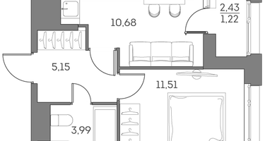 1-к. квартира, 32&nbsp;м²