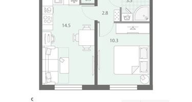 1-к. квартира, 32&nbsp;м²