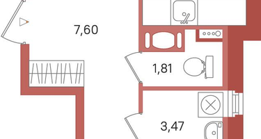 1-к. квартира, 44&nbsp;м²