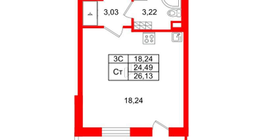 Студия, 24&nbsp;м²
