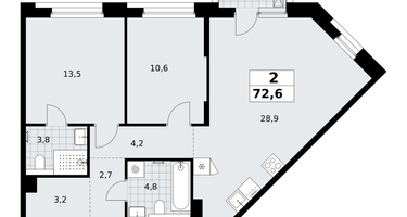 2-к. квартира, 72&nbsp;м²