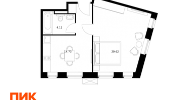 1-к. квартира, 38 м²