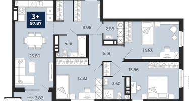 3-к. квартира, 94&nbsp;м²