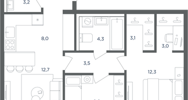 3-к. квартира, 62&nbsp;м²