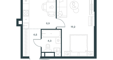 1-к. квартира, 37&nbsp;м²