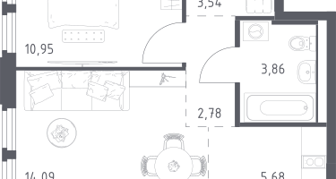 Студия, 40&nbsp;м²
