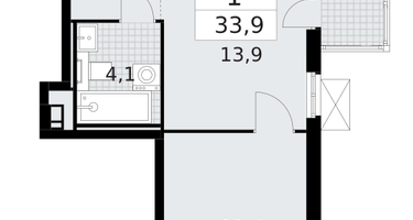 1-к. квартира, 33&nbsp;м²