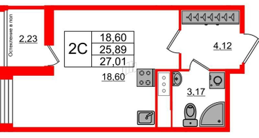 Студия, 25 м²