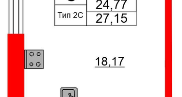 Студия, 24&nbsp;м²