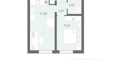 1-к. квартира, 35&nbsp;м²