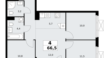 4-к. квартира, 66&nbsp;м²