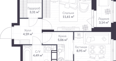 Студия, 39&nbsp;м²