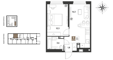1-к. квартира, 34 м²