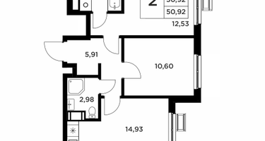 2-к. квартира, 50&nbsp;м²