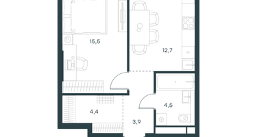 1-к. квартира, 41 м²