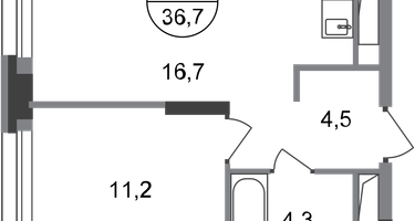 1-к. квартира, 36&nbsp;м²
