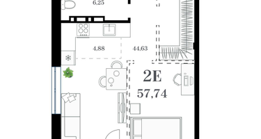 1-к. квартира, 57 м²