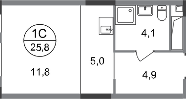 Студия, 25&nbsp;м²