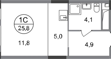 Студия, 25 м²