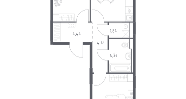 2-к. квартира, 54&nbsp;м²