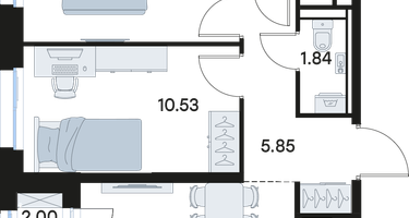 2-к. квартира, 44 м²