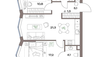 3-к. квартира, 64 м²