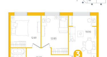 3-к. квартира, 60&nbsp;м²