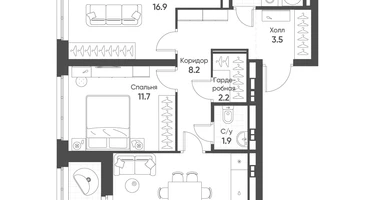 2-к. квартира, 66&nbsp;м²