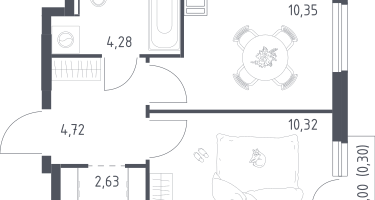 1-к. квартира, 33&nbsp;м²