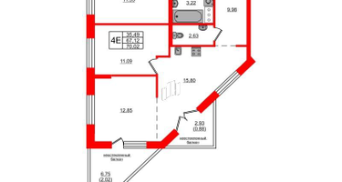 3-к. квартира, 70&nbsp;м²