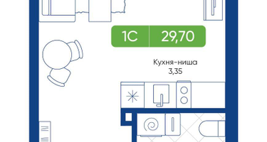1-к. квартира, 29&nbsp;м²