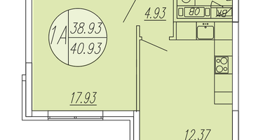 1-комнатная квартира, 40&nbsp;м²