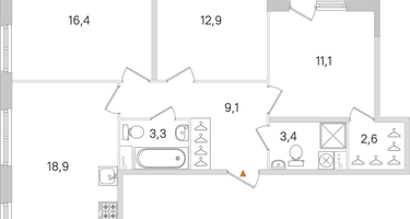 3-к. квартира, 79&nbsp;м²