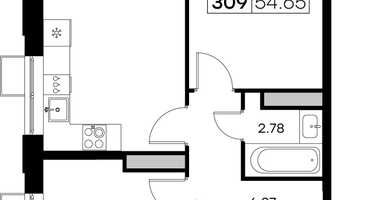 2-к. квартира, 54 м²