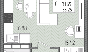 Студия, 33&nbsp;м²