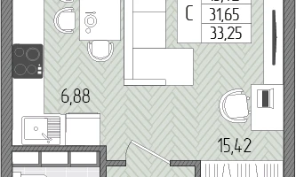Студия, 33&nbsp;м²