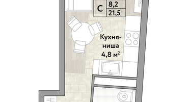Студия, 21&nbsp;м²