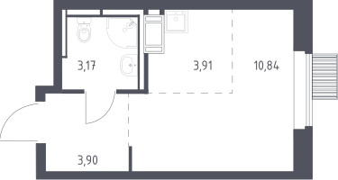 Студия, 21&nbsp;м²