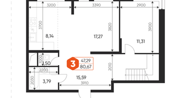 3-к. квартира, 80&nbsp;м²