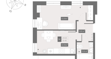 1-к. квартира, 30&nbsp;м²