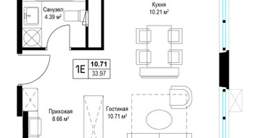 1-к. квартира, 32&nbsp;м²
