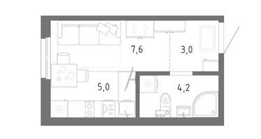 Студия, 19 м²