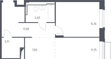 Студия, 53&nbsp;м²