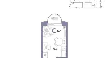 1-к. квартира, 18&nbsp;м²