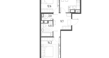 2-к. квартира, 58&nbsp;м²