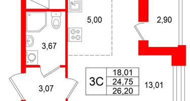 Студия, 24 м²