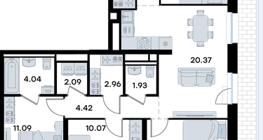 4-к. квартира, 92&nbsp;м²