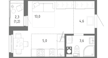 Студия, 27&nbsp;м²