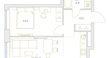 2-к. квартира, 46&nbsp;м²